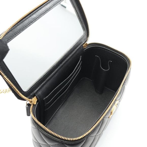 Chanel Shoulder Bag Matelasse Ap3258 Black Lambskin Matelasse Vanity Chain - Picture 3 of 9